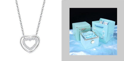 Cheky - S925 Sterling Silver Heart To Heart Pendant Necklace