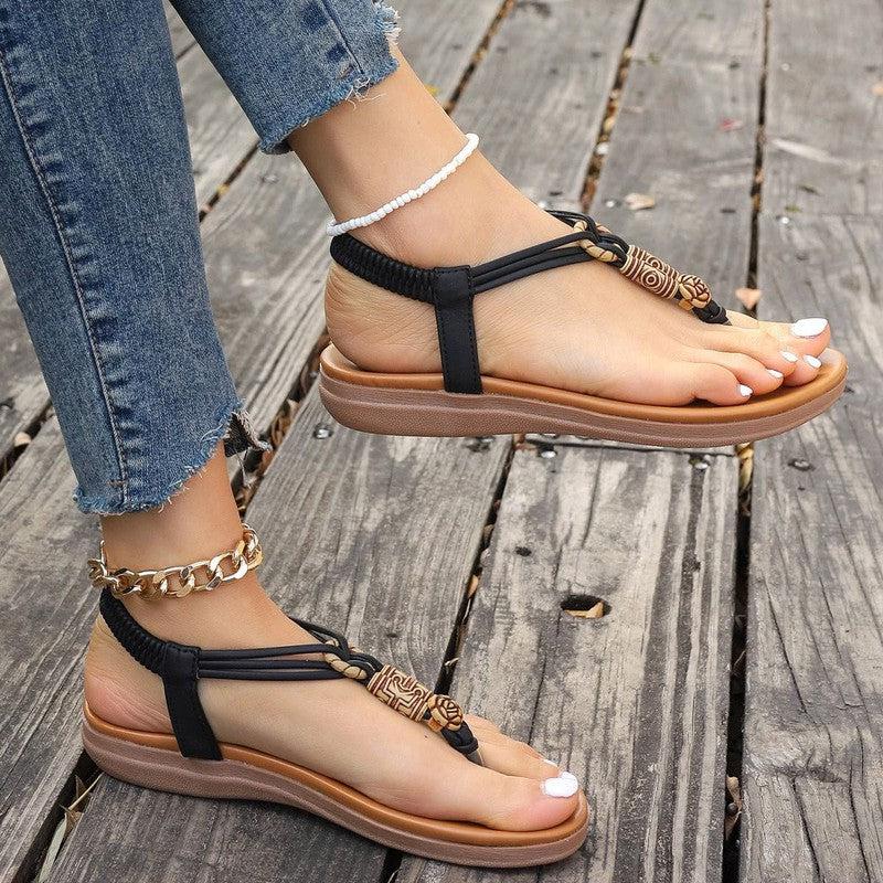 Cheky - New Women's Flat Sandals Summer Thong Roman Shoes