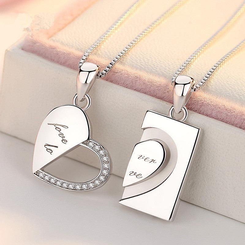 Cheky - Silver Necklace Qixi Couple Love Buckle