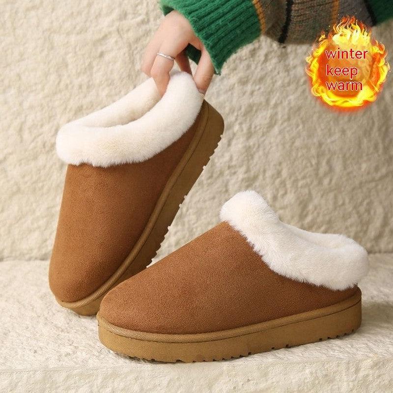 Cheky - Women Winter New Round Head Leisure Slip-onPlus Size Cotton Shoes