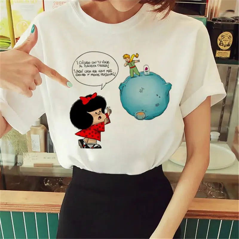 Cheky - Hot Spring Summer Little Prince Graphic Women's T-Shirt Little Prince Graphic Tees Vouge Shirts For women O-Neck Short Sleeve