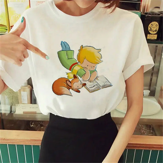 Cheky - Hot Spring Summer Little Prince Graphic Women's T-Shirt Little Prince Graphic Tees Vouge Shirts For women O-Neck Short Sleeve