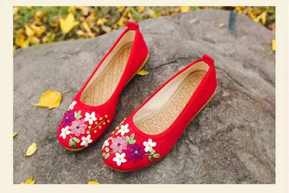 Cheky - Vintage Flats Flower Slip On Cotton