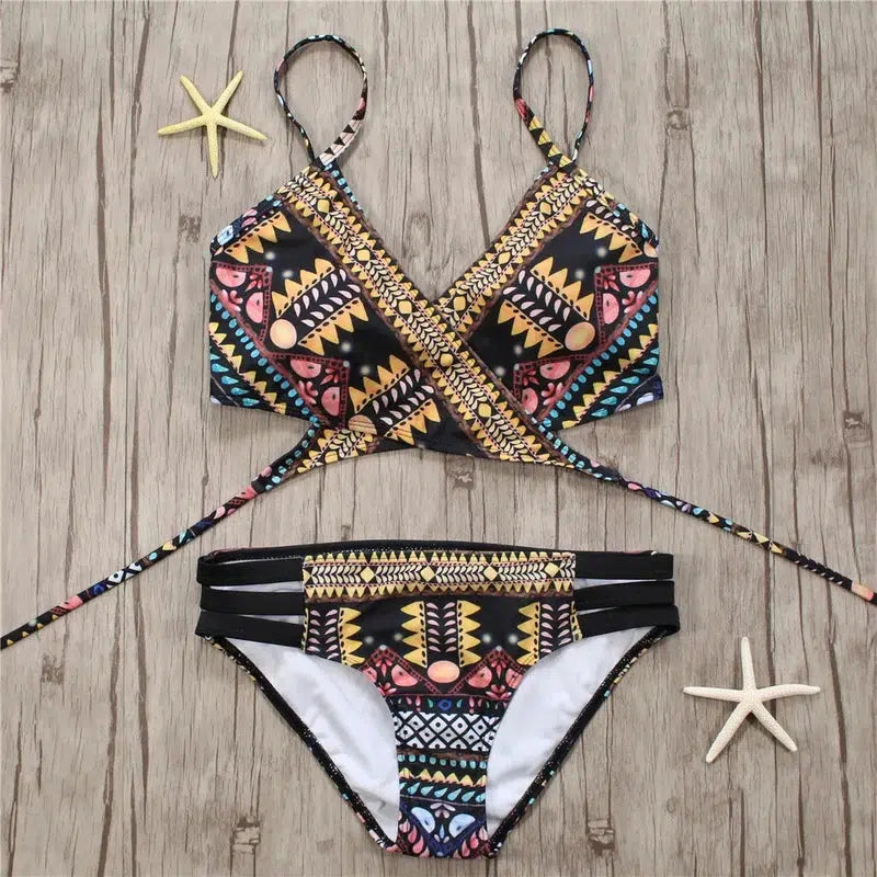 Cheky - Sexy Bandage Aztec Biquini String Strappy Swim Wear Bathing Suit Swimsuit Beachwear Swimwear Women Brazilian Bikini