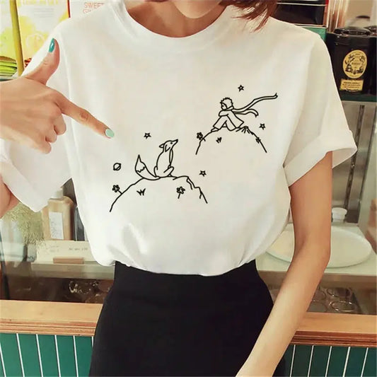 Cheky - Hot Spring Summer Little Prince Graphic Women's T-Shirt Little Prince Graphic Tees Vouge Shirts For women O-Neck Short Sleeve