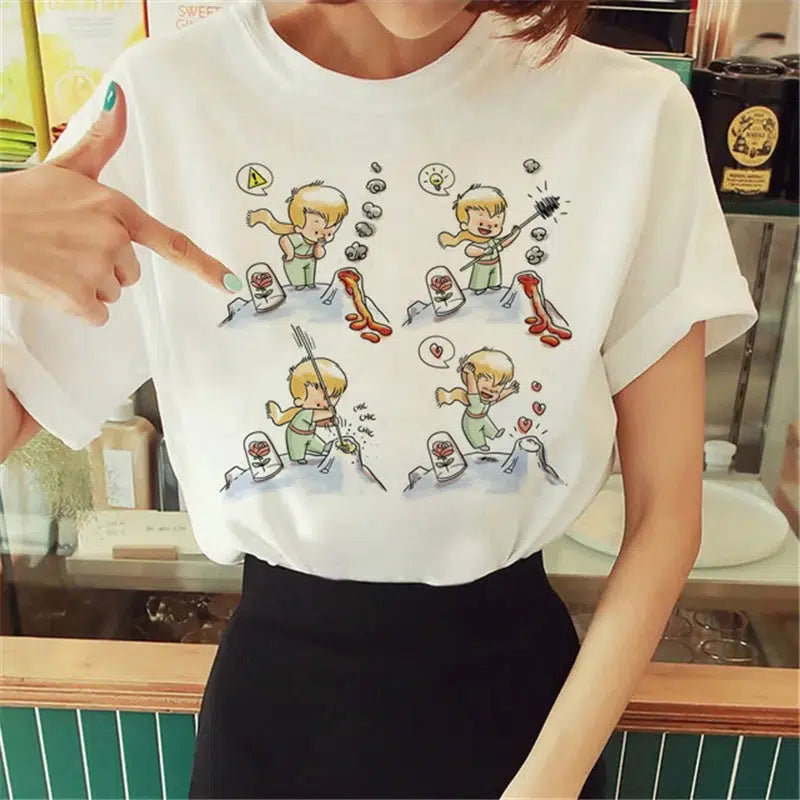 Cheky - Hot Spring Summer Little Prince Graphic Women's T-Shirt Little Prince Graphic Tees Vouge Shirts For women O-Neck Short Sleeve