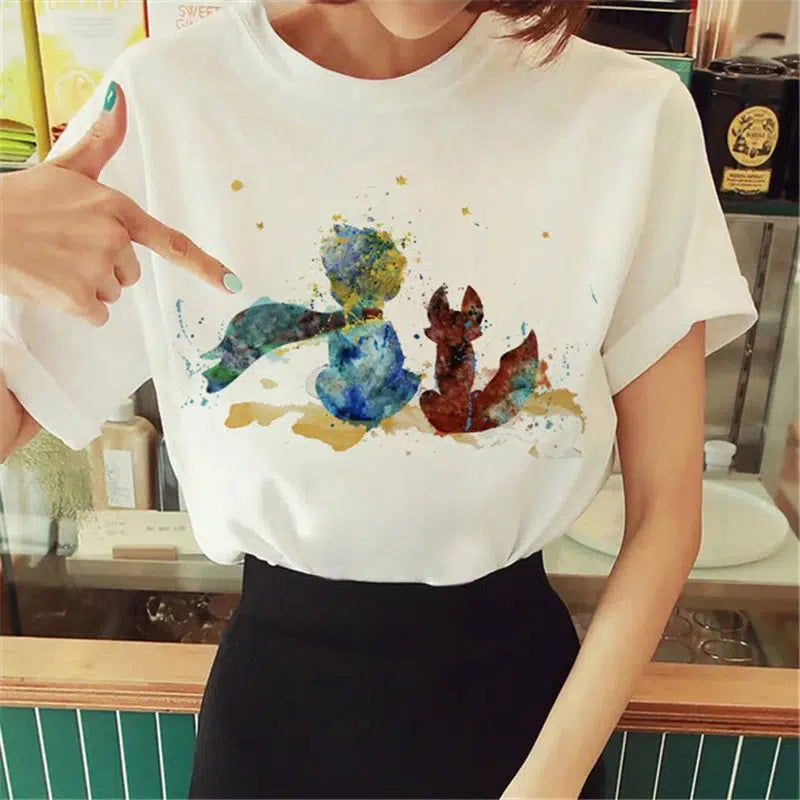 Cheky - Hot Spring Summer Little Prince Graphic Women's T-Shirt Little Prince Graphic Tees Vouge Shirts For women O-Neck Short Sleeve