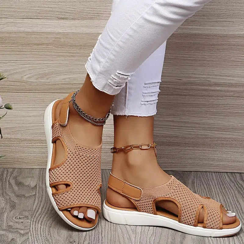 Cheky - Summer Women Sandals Sexy Shoes Crystal Casual Woman Flats Buckle Strap Ladies Fashion Beach Shoe Plus Size