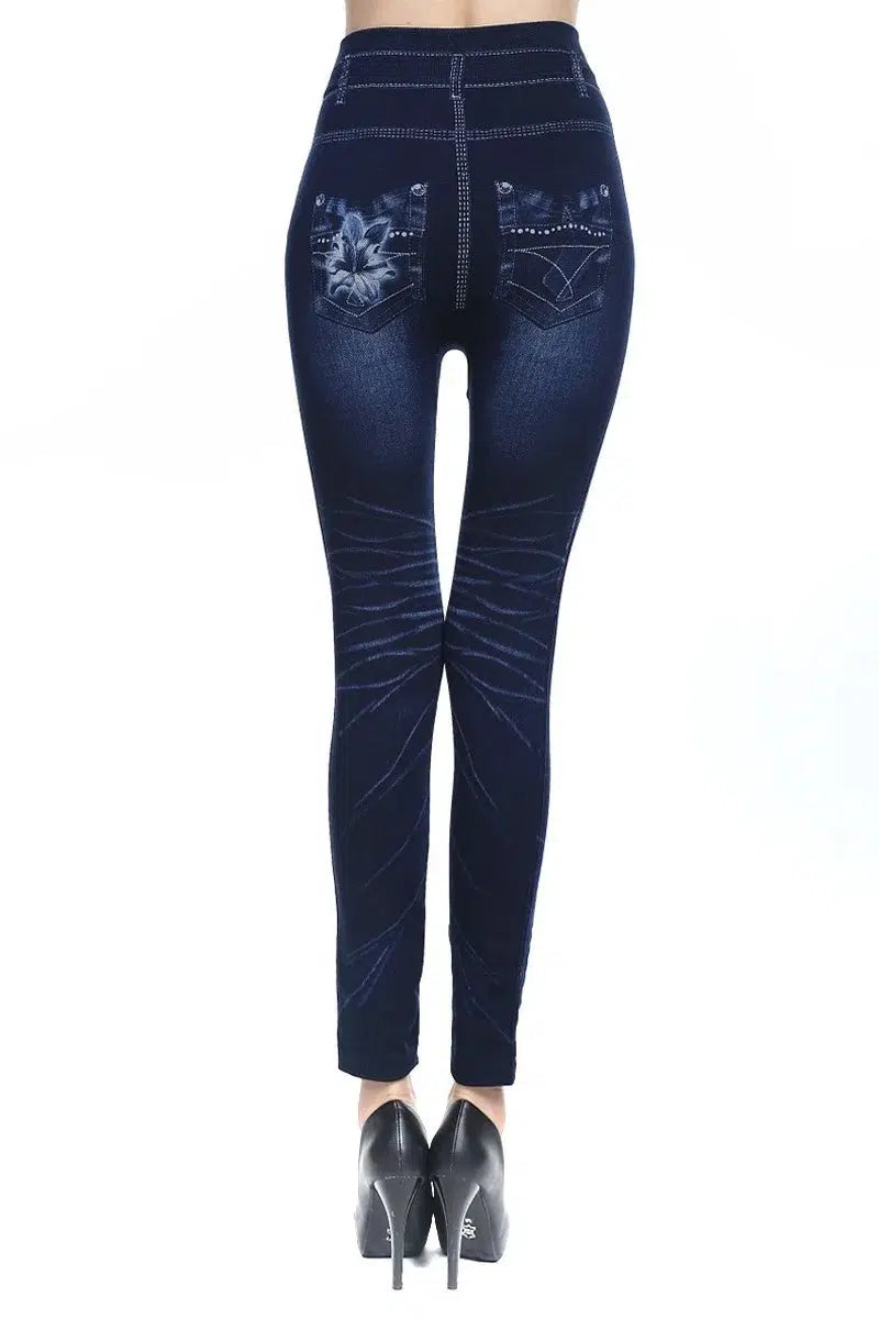 Cheky - Denim Leggings Capris Hollow