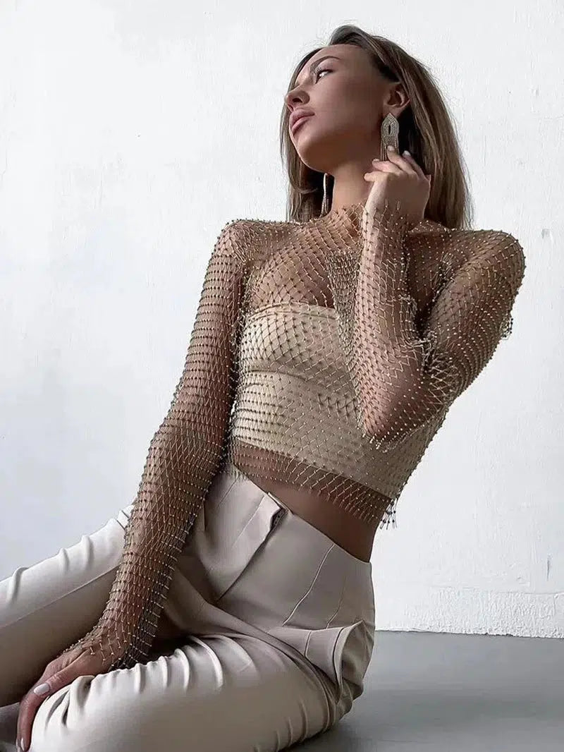 Cheky - Women Sexy Mesh See Through T Shirt