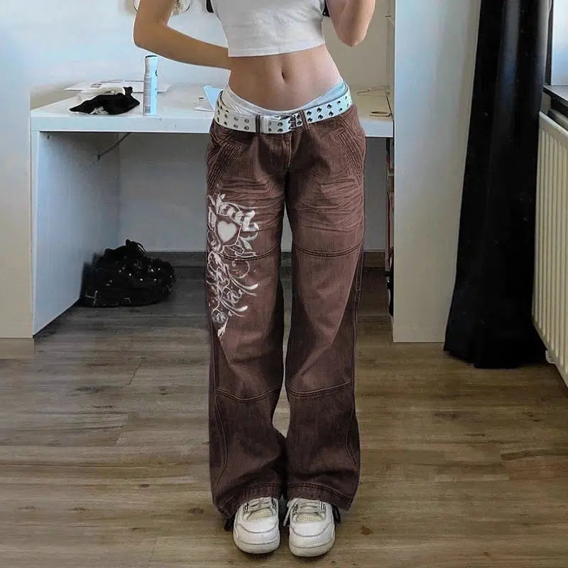 Cheky - Harajuku Grunge Vintage Low Waisted Cargo Pants Aesthetics Indie Women&/39;s Jeans Pockets Korean Streetwear Retro Trousers