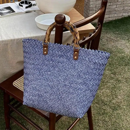 Cheky - Exquisite Woven Tote Bag Multifunctional Women Handbag High Capacity Handwoven Rattan Large Straw Bag Clothing Matching