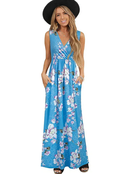 Cheky - Casual Dresses V-neck Maxi Long Flare