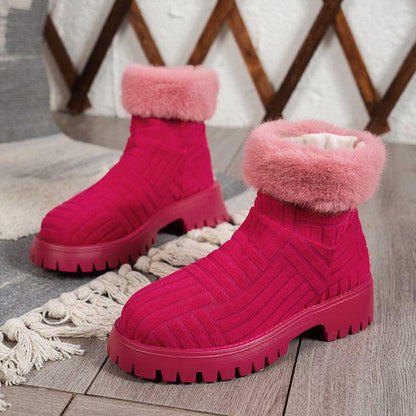 Cheky - Winter Ankle Boots Fashoin Thick-soled Thickened Snow Boots For Women Plush Shoes