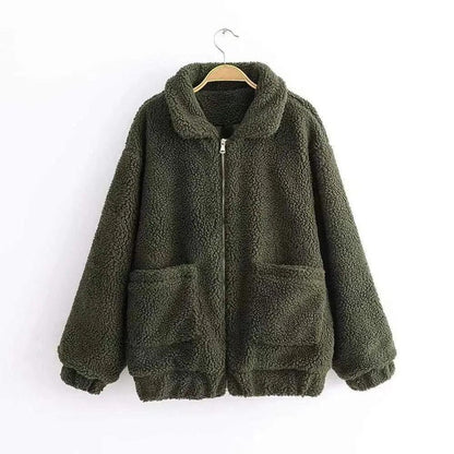 Cheky - Autumn and winter warm lamb hair pocket cotton coat cotton