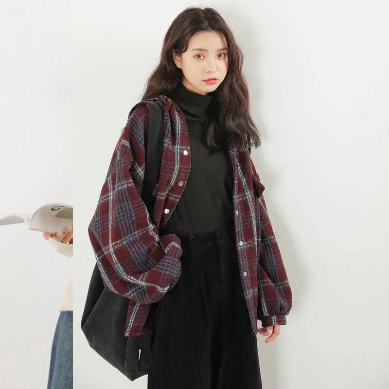 Cheky - Cap plaid shirt coat