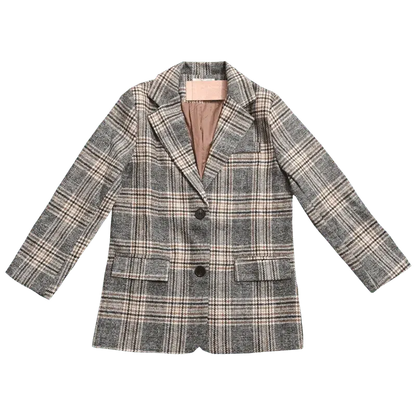 Cheky - Checked chic short single-breasted coat