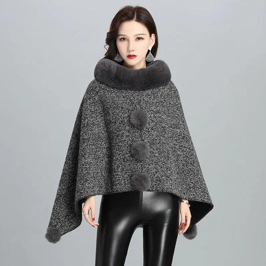 Cheky - Fashion Faux Fur Jacket Women Shawl Scarf