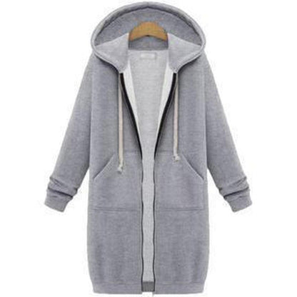 Cheky - Hooded long-sleeved winter sweater women's jacket in a long