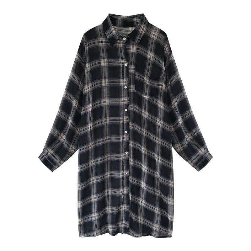 Cheky - Long sleeve plaid shirt jacket