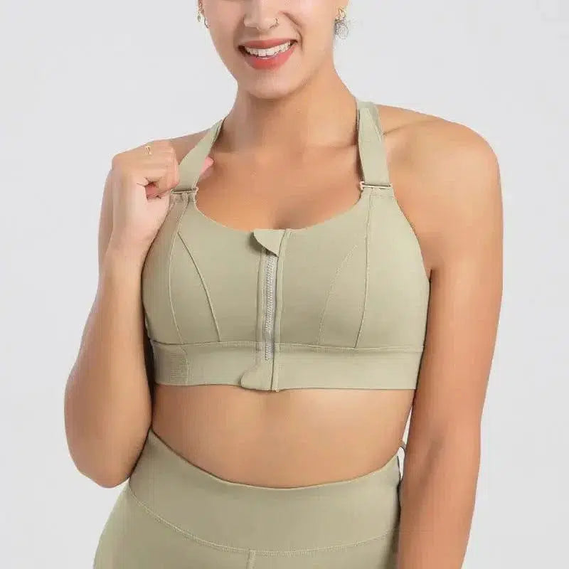 Cheky - Wireless padded sports bra with high quality front zipper