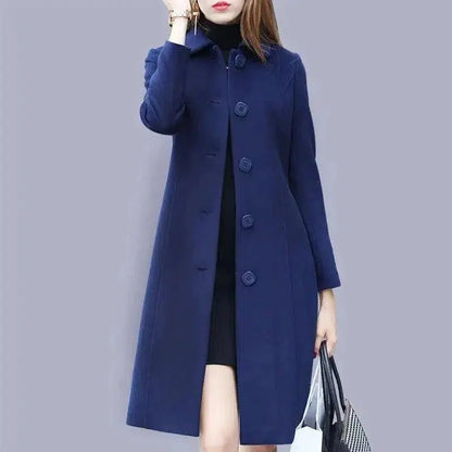 Cheky - Mid-length Hepburn Style Slim Slim Woolen Coat