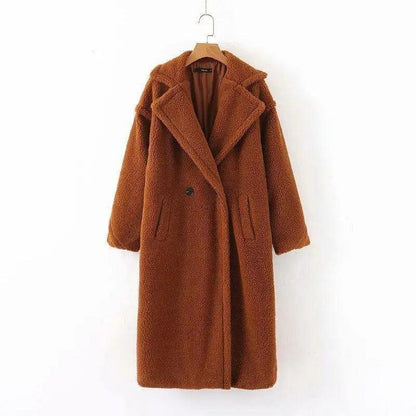 Cheky - Mid-length lamb fur coat trench coat