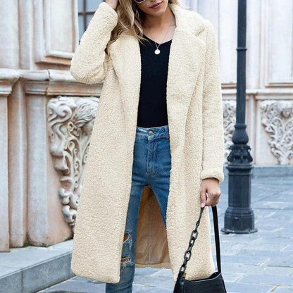 Cheky - Mid Length Lapel Sweater Cardigan Sherpa Jacket