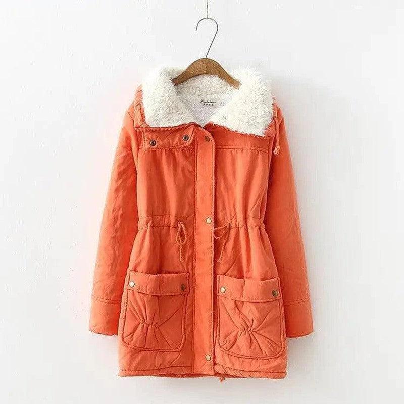 Cheky - Mid-length Slim-fit Peach Skin Coat