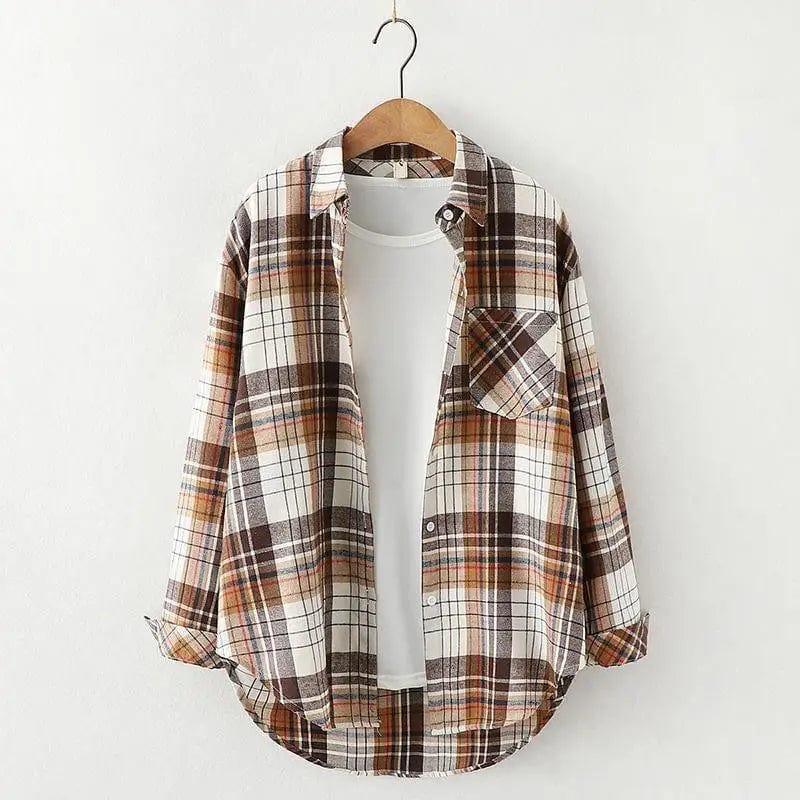 Cheky - Plaid Shirt Women'S Long-Sleeved Loose Shirt Jacket