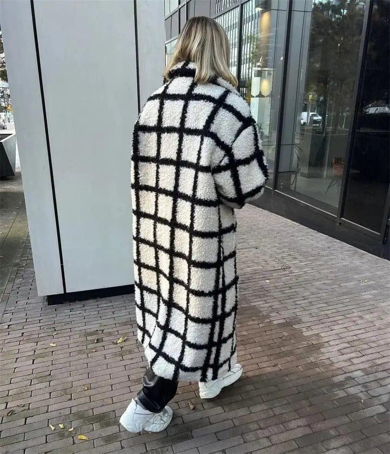 Cheky - Polo Loose Coat Fashionable Plaid