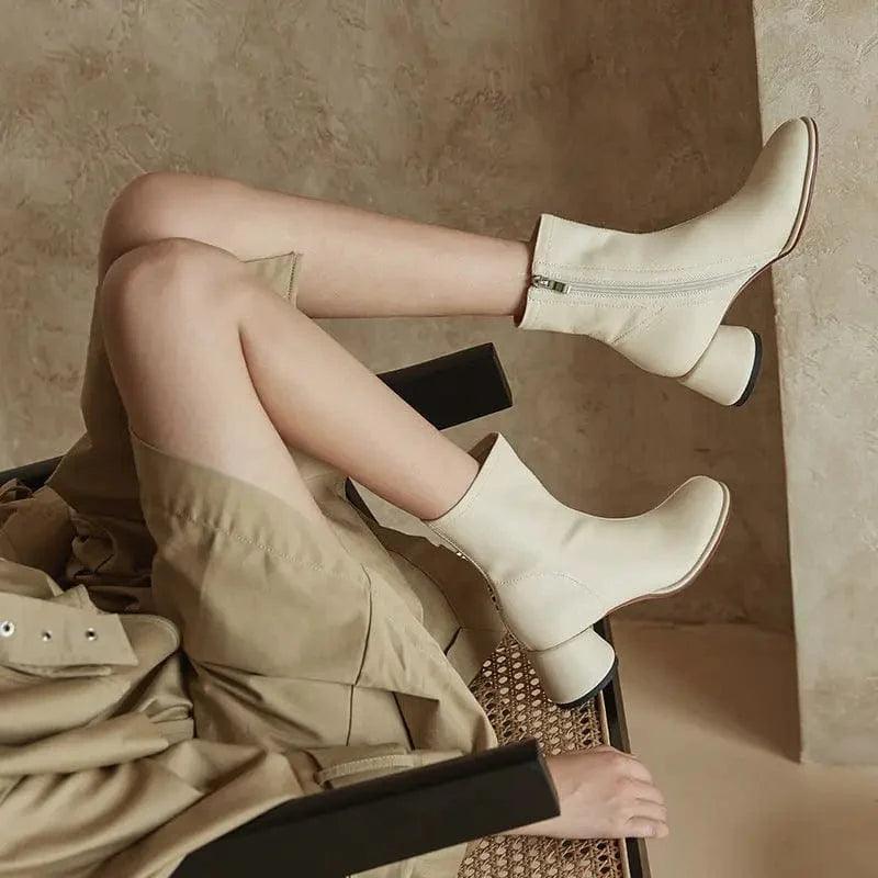 Cheky - Simple And Comfortable Mid-heel Fashion Boots Women