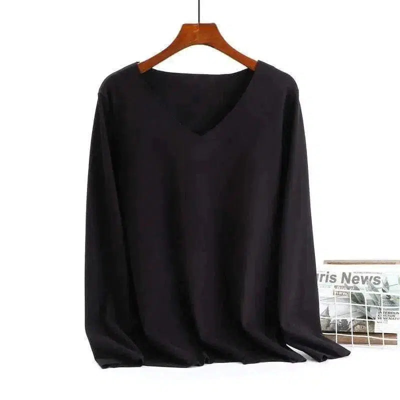 Cheky - V-neck Long-sleeved Korean Version Of German Velvet Fever