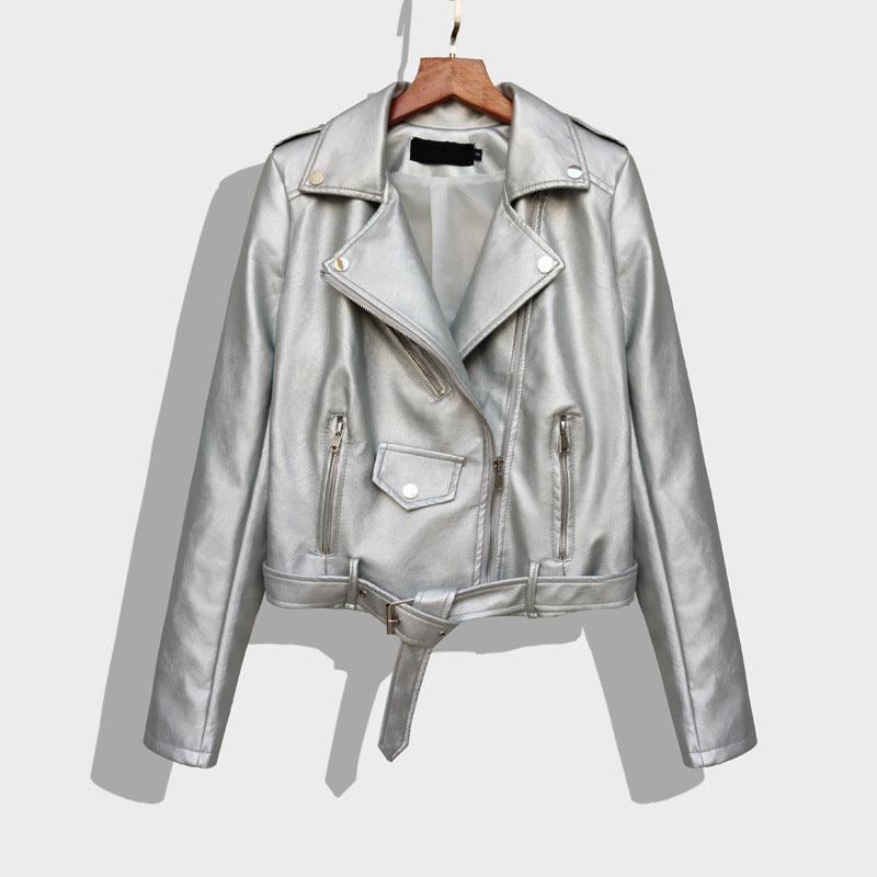 Cheky - Women's Short Slim PU Leather Jacket