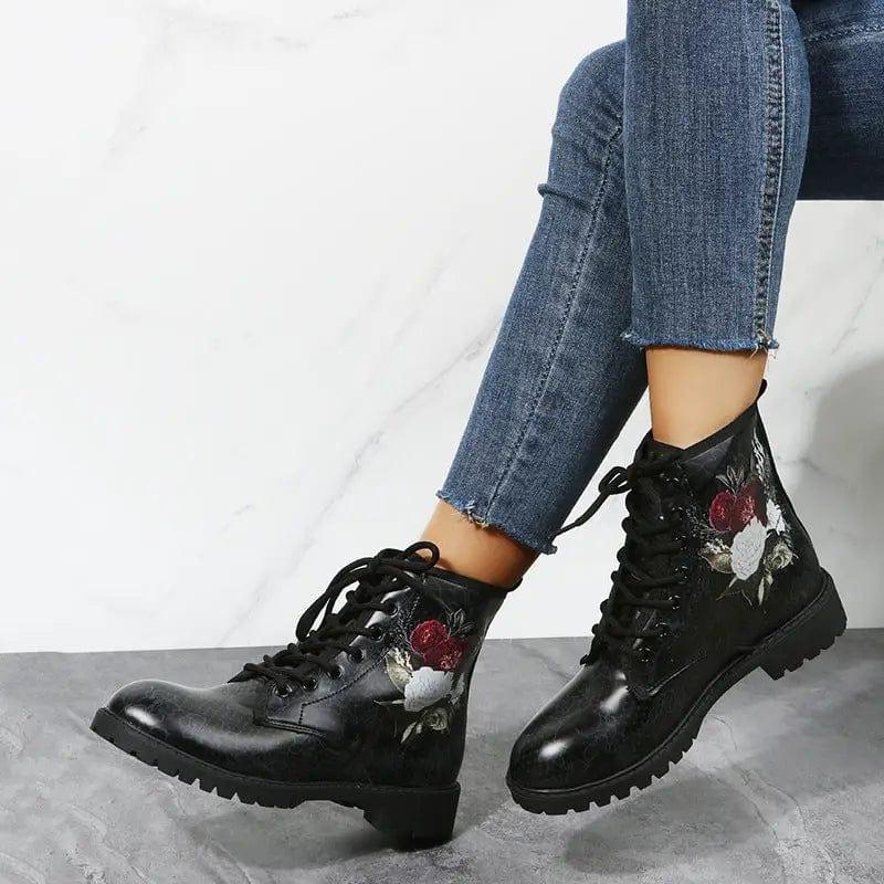 Cheky - Workwear Boots Large Print Women's High Top Halloween Cartoon Pattern Martin Boots Women